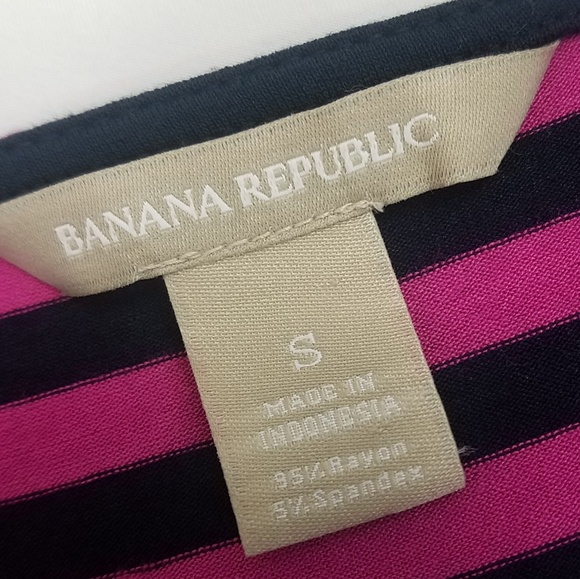 Banana Republic Small Stripe Surplice Dress Pink - Picture 2 of 7